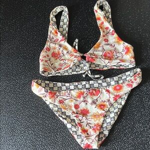 Seafolly Floral Bikini Set with Red and Yellow Accents